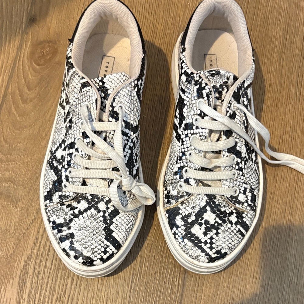 Topshop Black and White Snake Print Sneakers